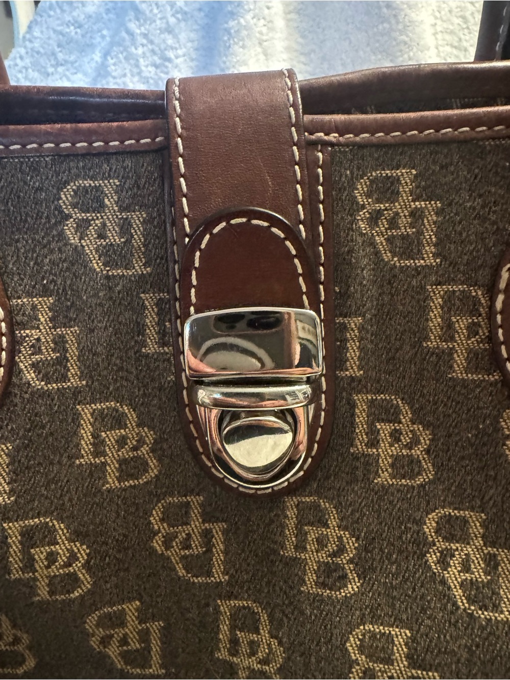 Dooney & Bourke Brown Monogram Satchel with Dark Brown Trim in excellent con. - Picture 7 of 7